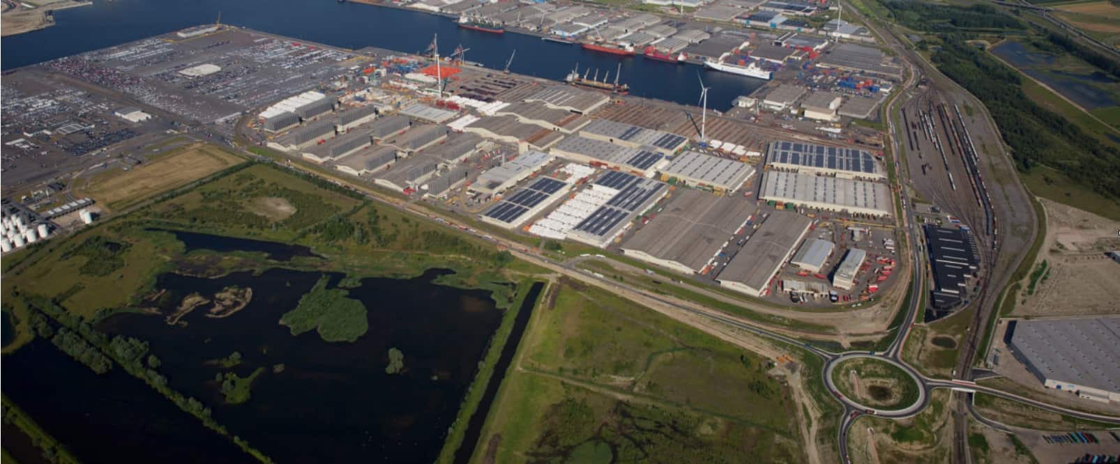 logistics factory aerial view
